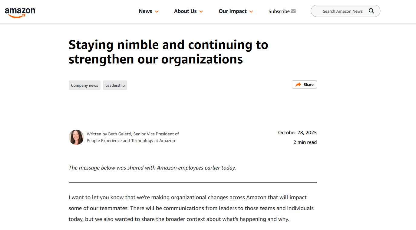 AI and Organizational Agility What Amazon 14,000 Job Cuts Really Mean